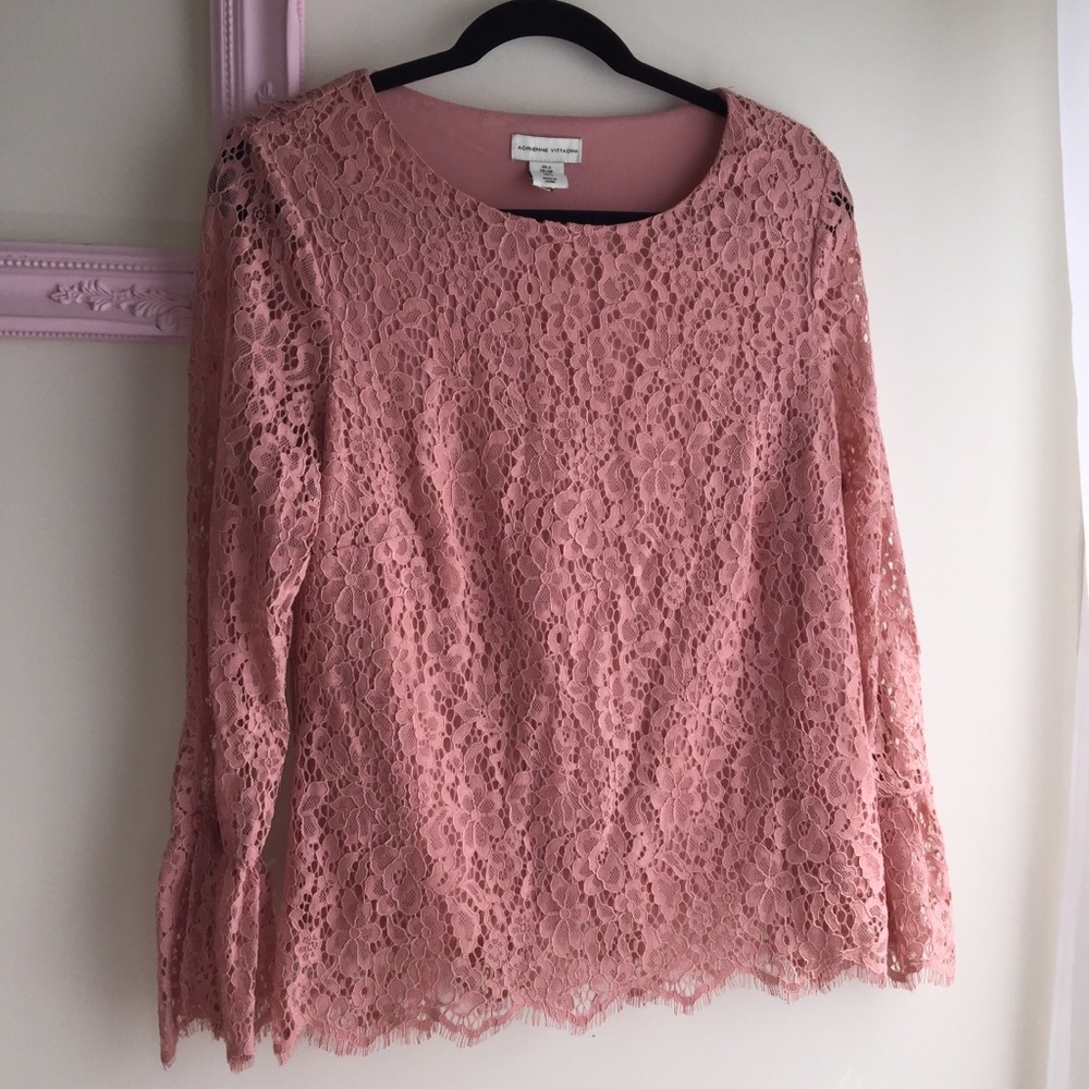 Adrienne Vittadini lace blouse, bell sleeves NWOT